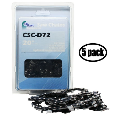 5-Pack 20" Full Chisel Saw Chain for Stihl 034 Chainsaws - (20 inch, 3/8" Pitch, 0.050" Gauge, 72 Drive Links, CSC-D72) - UpStart Components