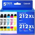 thumbnail image 1 of 5-Pack 212XL Ink Cartridges Compatible for 212 212XL Printer Ink Combo Pack for WorkForce WF-2850 WF-2830 Expression Home XP-4100 XP-4105 (2 x Black, Cyan, Magenta, Yellow), 1 of 6