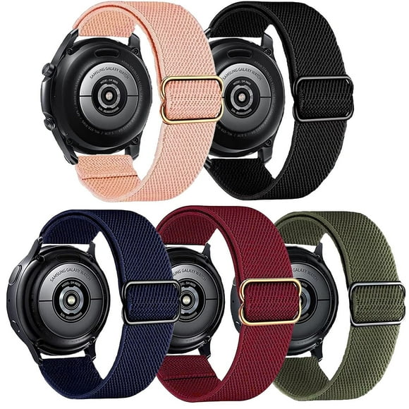 5 Pack 22mm Nylon Watch Bands for Samsung Galaxy Watch 3 45mm Band/Galaxy Watch 46mm/Gear S3 Frontier, Stretchy Adjustable Elastic Nylon Woven Loop Wristband for Men Women