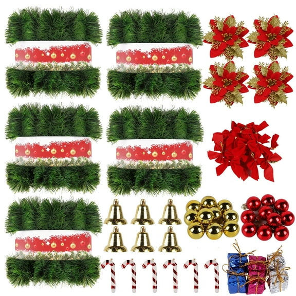 5 Pack 250FT Christmas Garland for Christmas Decoration, Non-Lit Soft Greenery Holiday Decor for Outdoor Indoor Artificial Christmas Twist Garland Home Artificial Greenery Wedding Party Decoration
