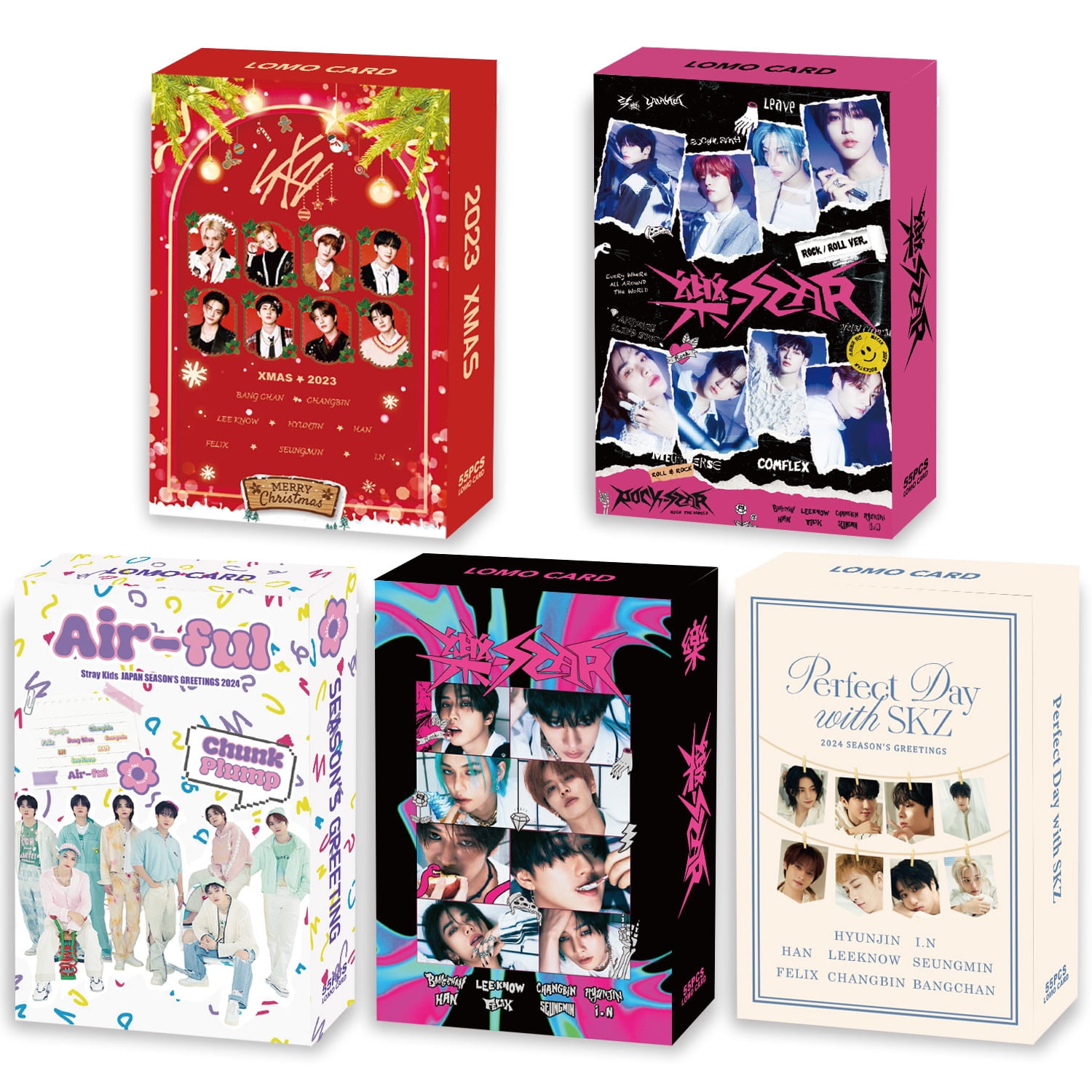 5 Pack/275 Pcs Stray Kids 5 Star Lomo Card Kpop Photocards Greeting Card with Postcards Box