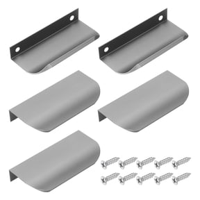 5 Pack 3.15" Edge Finger Pulls, Aluminum Concealed Tab Pulls, Grey, Easy Install for Kitchen Bathroom Cabinet Drawer Cupboard Wardrobe