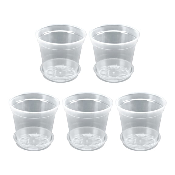 5 Pack 3/5/7/9/11 Inch Clear Nursery Pots with Drainage, High Transparency Reinforced Pot,Large Transparent Variety Sizes Flower Pots for Flowers Vegetable Cactus