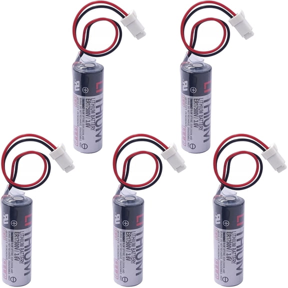 5 Pack 3.6V ER17500V PLC Battery with Plug for HW1483880-A