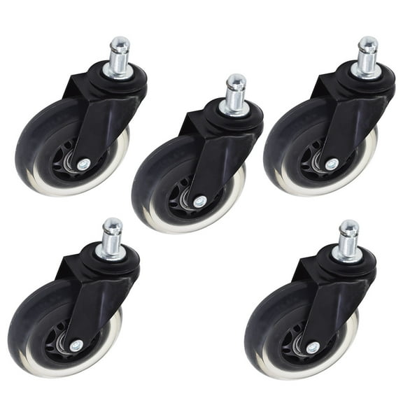 5 Pack 3" Caster Wheel Gloss Black Smooth and Sturdy Heavy Duty Swivel Chair Caster Rotate 360 Degrees