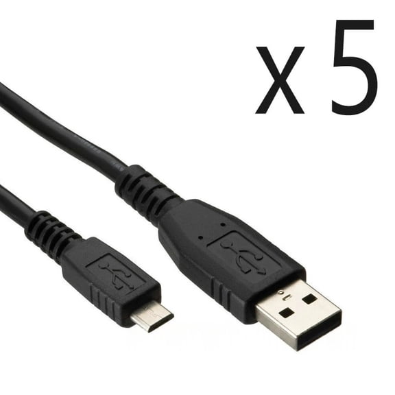 5-Pack 3-Foot USB A to Micro B Cable for Data Transfer and Charging