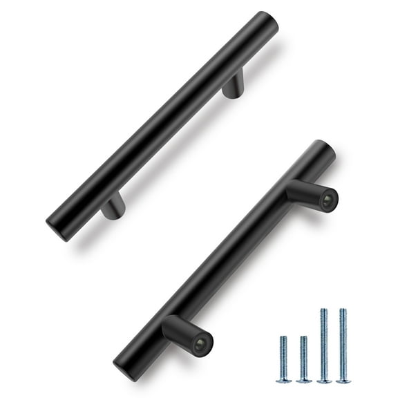 5 Pack | 3 Inch Center to Center Black Cabinet Handles, 5 Inch Overall Length,Made of Stainless Steel,Ideal for Cabinet door ,Drawer,Cupboard and Wardrobe.