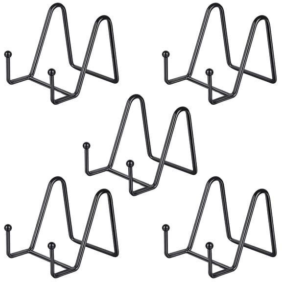 TAVENE 5 Pack 3 Inch Small Plate Holder Display Stands, Mini Metal Black Frame Stand for Picture, Book, Photo Easel, Creation, Collectibles