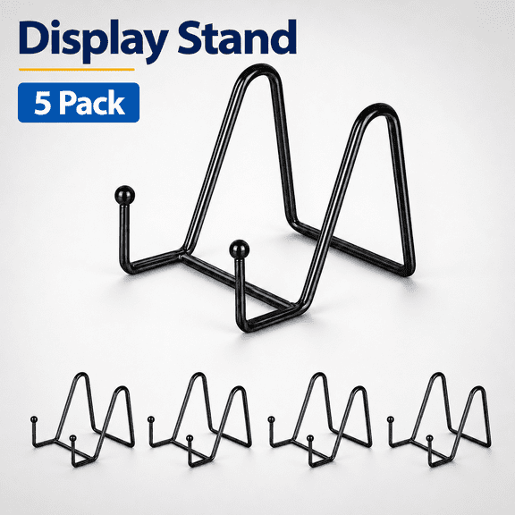 TAVENE 5 Pack 3 Inch Small Plate Holder Display Stands, Mini Metal Black Frame Stand for Picture, Book, Photo Easel, Creation, Collectibles