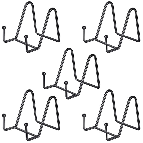 TAVENE 5 Pack 3 Inch Small Plate Holder Display Stands, Mini Metal Black Frame Stand for Picture, Book, Photo Easel, Creation, Collectibles