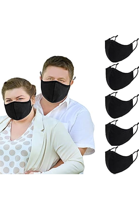 5-Pack 3-Layer Extra Large Face Masks For Big Face Women Men with Adjustable Ear Loops Reusable and Washable Dust proof (XL/X-Large Size)