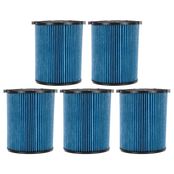 5 Pack 3-Layer Fine Dust Cartridge Filter Replacement Part 72952 Compatible with RIDGID VF5000, 5-20 Gallon Wet & Dry Vacuums, Washable & Reusable