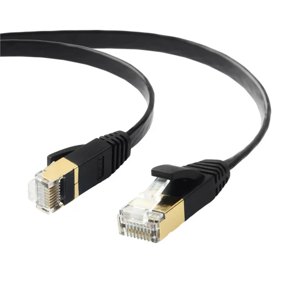 Cat7 Ethernet Cable 5 pack of 30FT Copper Shielded RJ45 Cord for Router, PC, Gaming, Servers, PoE Security Cameras, Smart TVs, 10Gbps 600MHz High-Speed Network Patch, Black, Cables Direct Online