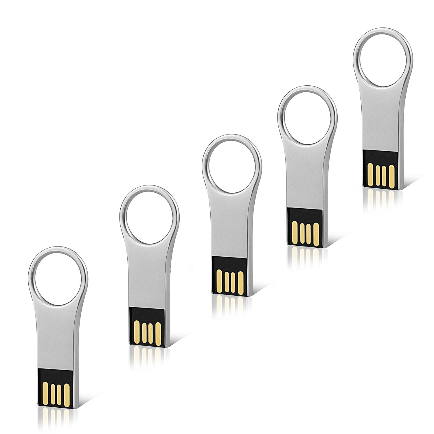 5 Pack 32G USB 2.0 Flash Drive for Key TOPESEL Thin Metal Thumb Drive Pen Drive Silver