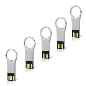 5 Pack 32G USB 2.0 Flash Drive for Key TOPESEL Thin Metal Thumb Drive Pen Drive Silver