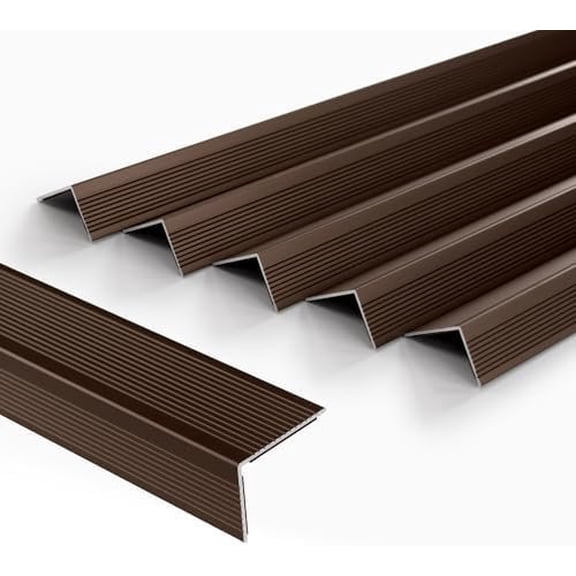 5-Pack 36 Inch Peel and Stick Stair Nosing Brown Staircase Step Treads Anti-Slip Stair Protector, Self Adhesive Stair Nose Molding Trim for Outdoor & Indoor