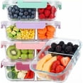 thumbnail image 1 of 5 Pack 36 oz Glass Meal Prep Containers,2 Compartment Glass Storage Containers with Lids - Dishwasher, Microwave, Oven and Freezer Safe for Kitchen Organization & Food Storage, 1 of 9