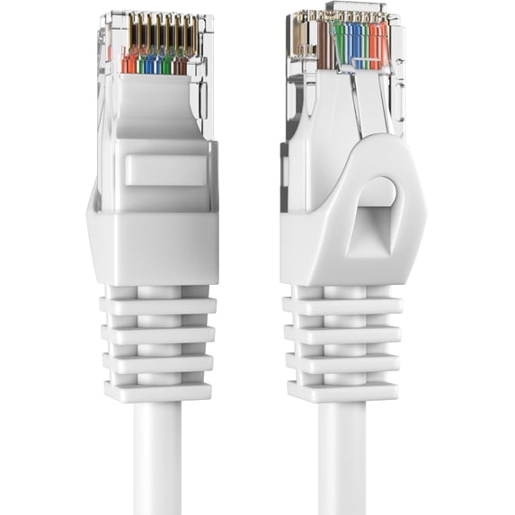 Cat5e 5-Pack of 3FT Network Ethernet Patch Cable, 350Mhz Internet Wire, For Router, Modem, PC, Laptop, TVs, Printer Cord, Consoles for Home and Office, White, Cables Direct Online