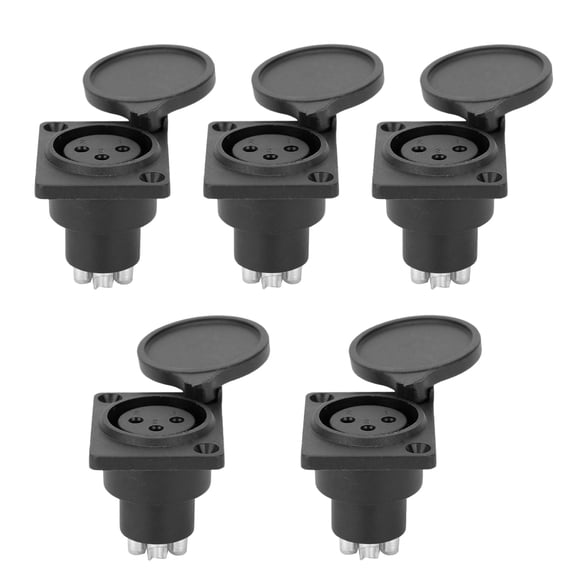 5-Pack 3Pin XLR Female Chassis Panel Mount Audio Socket Waterproof Connector for Microphone and Power