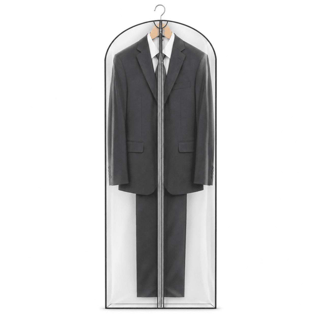 5-Pack 40-Inch Clear Garment Bags for Clothes - Waterproof, Dustproof, Hanging Storage Cover for Suits, Jackets, Sweaters, and Coats