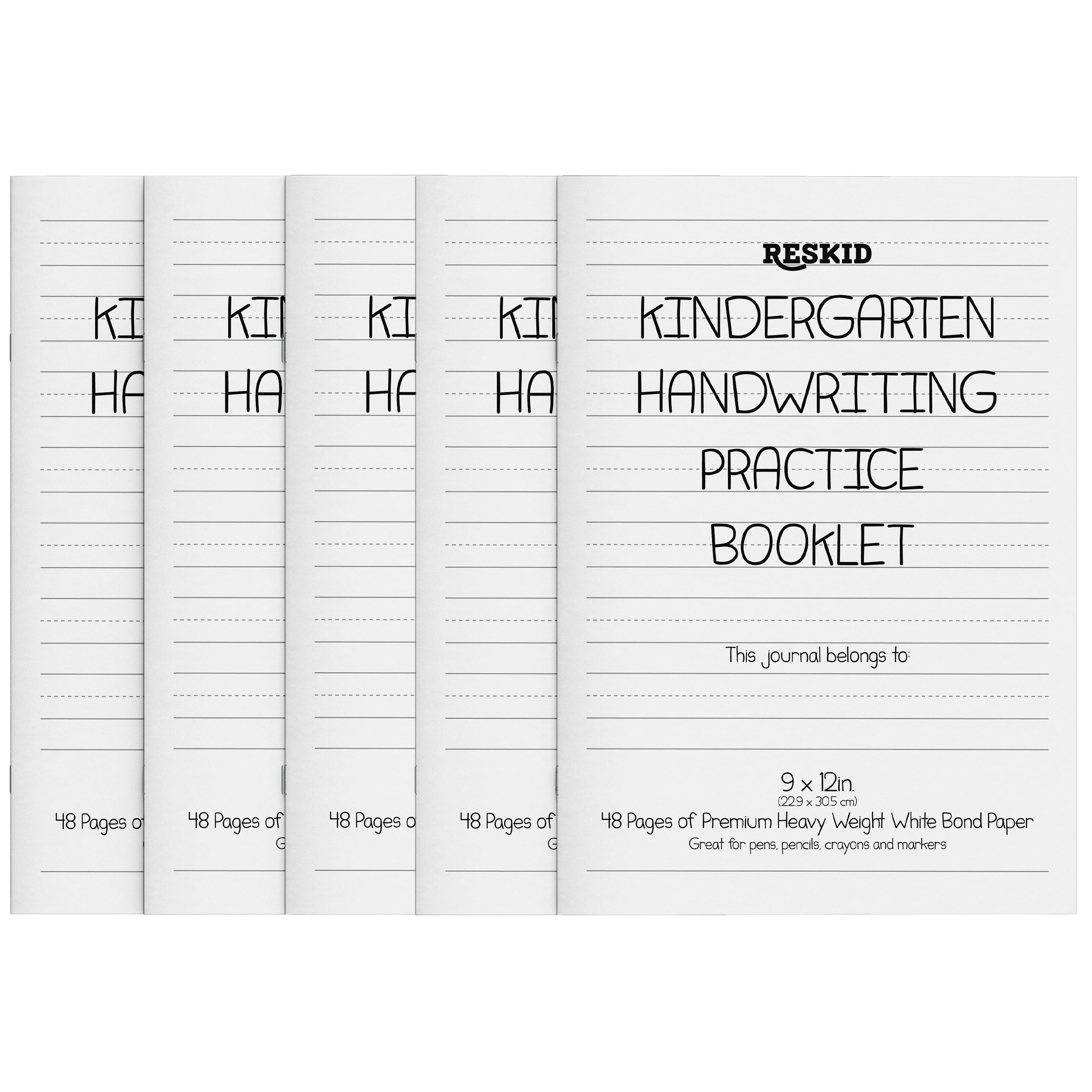5-Pack of 48-Page Kindergarten Writing Paper Booklets with Dotted Lines ...