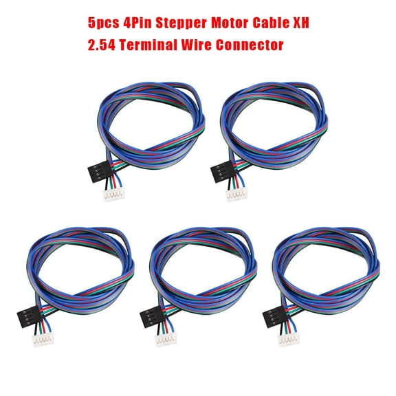 5 Pack 4Pin Stepper Motor Cable Set With Xh2 54 Terminal Wire Connector For Nema17 Compatible For 3D Printer Wiring