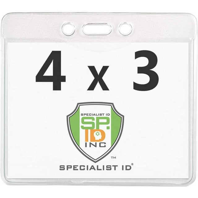 5 Pack 4X3 Name Badge Holder Heavy Duty Clear Plastic Horizontal 4