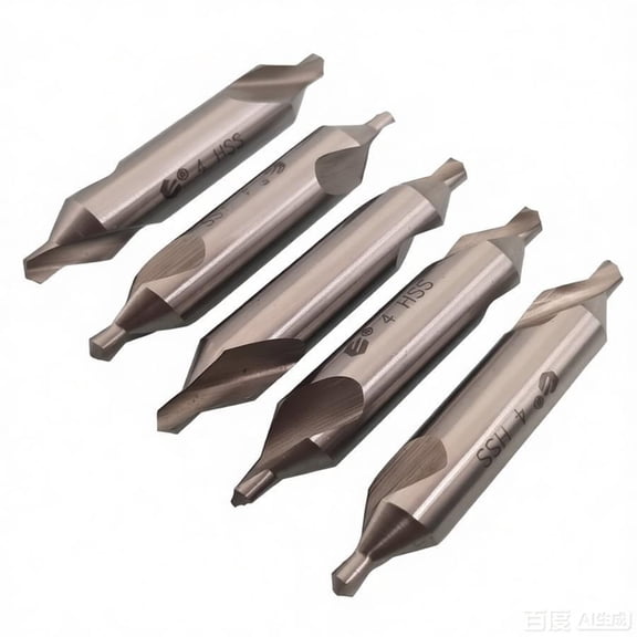 5-Pack 4mm 60-Degree HSS Combined Center Drills & Countersinks Set, Double-Ended for Lathe and Machining Work