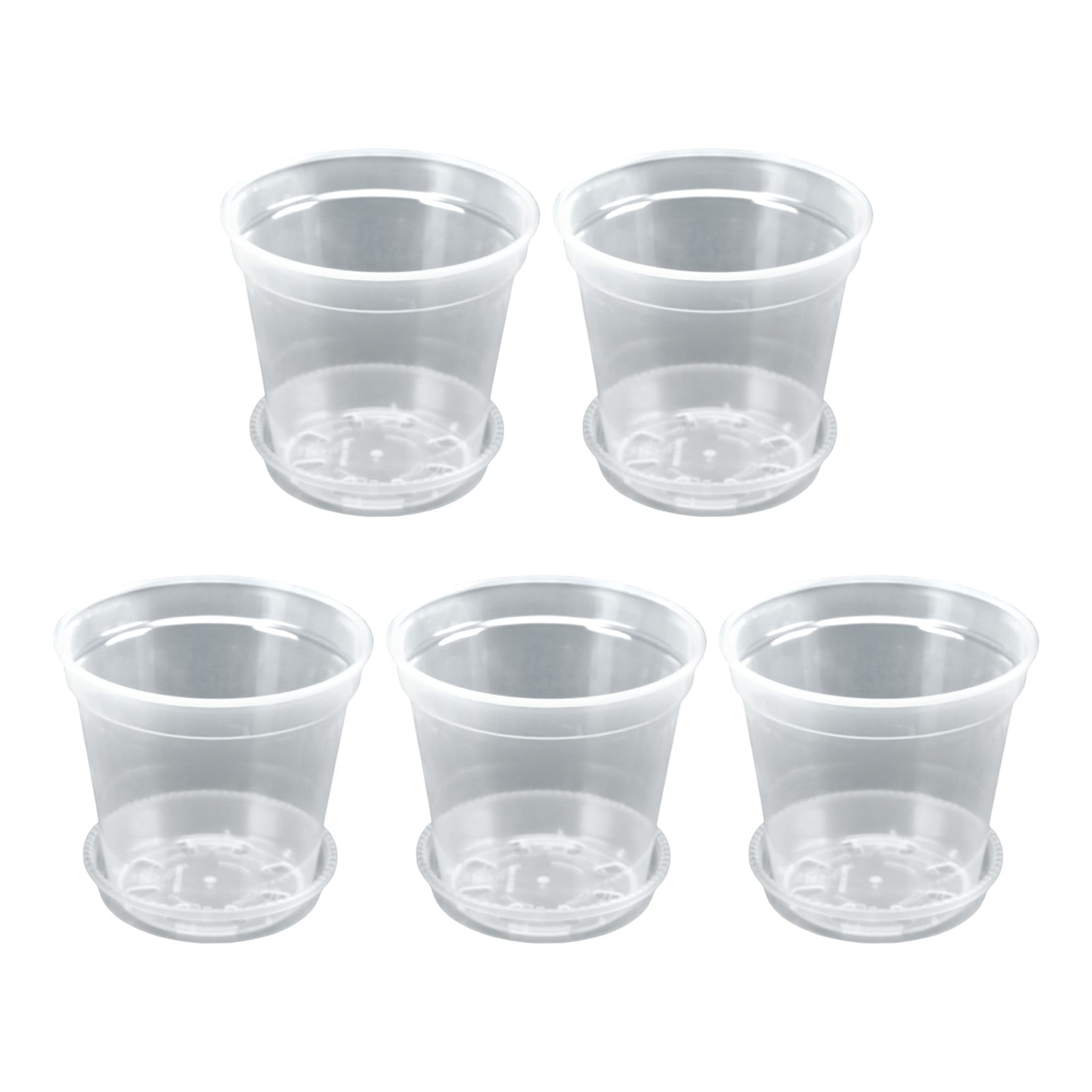 5 Pack 5.91 Inch Clear Nursery Pots with Saucers and Drain Holes Pots for Indoor Outdoor Gardening Succulents Herbs Starting and Transplanting