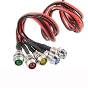 5 Pack 5 Color Car Boat 12V 8mm LED Indicator Light Pilot Dash Dashboard Panel Warning Lamp 22CM Length