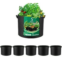 5 Pack 5 Gallon Thickened Grow Bags, Aeration Nonwoven Fabric Plant Pots with Durable Handles, Heavy Duty 300G Planter Pot for Tomato, Potato and Vegetable