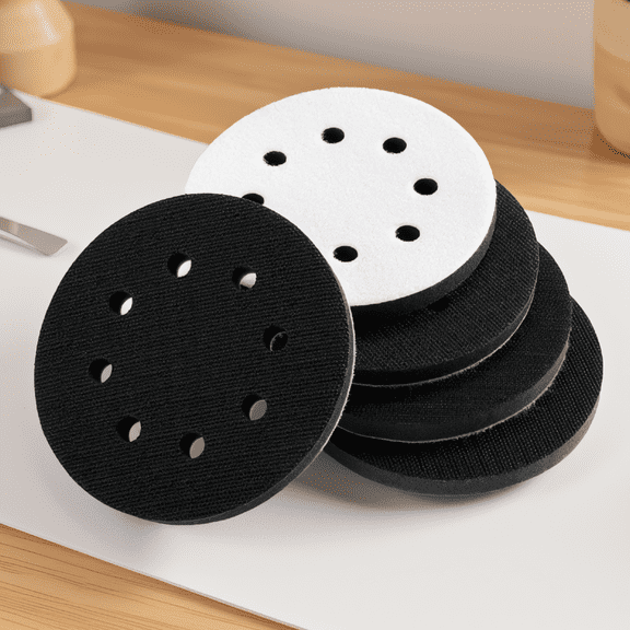 5-Pack 5-Inch 8-Hole Interface Pad Hook and Loop Soft Sponge Cushion Buffer Backing Pad for Sanding Discs