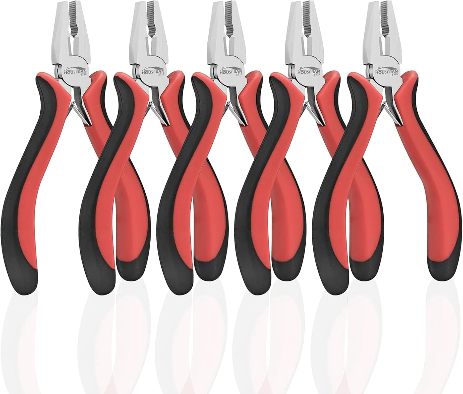 5 Pack 5" Mini Lineman Pliers, Combination Pliers with Side Cutter, Small Linesmans Plier with Spring Mechanism, Electrical Plier for Jewelry Making, DIY, Craft, Model
