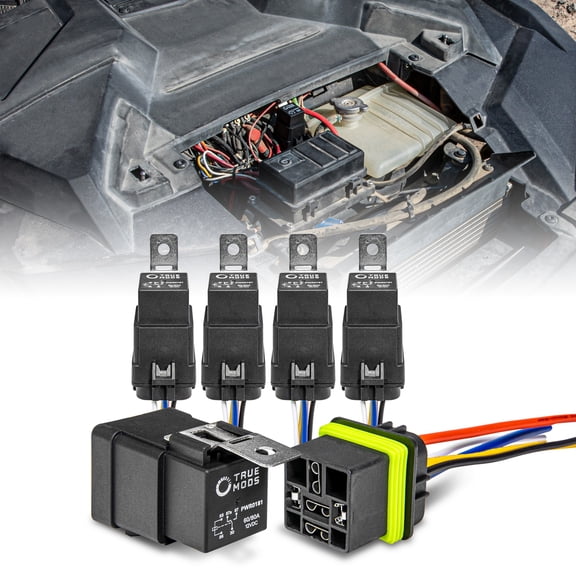 5 Pack 5-Pin 12V Bosch Style Waterproof Relay Kit [Harness Socket] [12 AWG Hot Wires] [SPDT] [60/80 Amp] 12 volt Automotive Marine Relays for Boats Auto Fan Cars