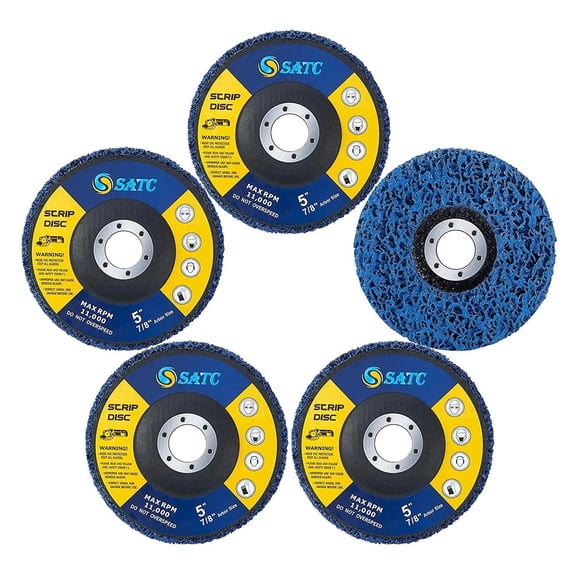 5-Pack 5" x 7/8" Blue Poly Strip Clean Disc Paint Stripping Wheels Rust Removal