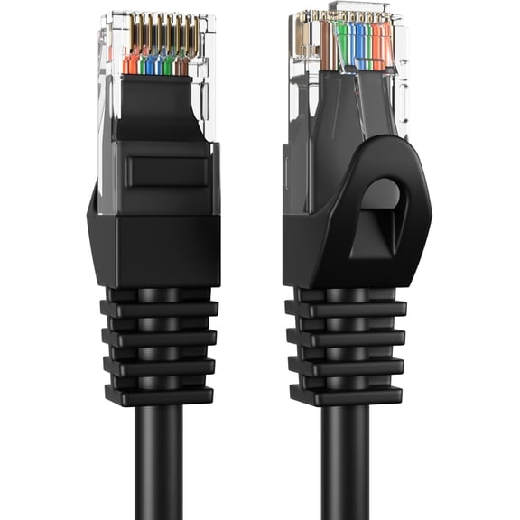 Cat5e 5-Pack of 5FT Network Ethernet Patch Cable, 350Mhz Internet Wire, For Router, Modem, PC, Laptop, TVs, Printer Cord, Consoles, Copper-Clad Aluminum, Black, Cables Direct Online