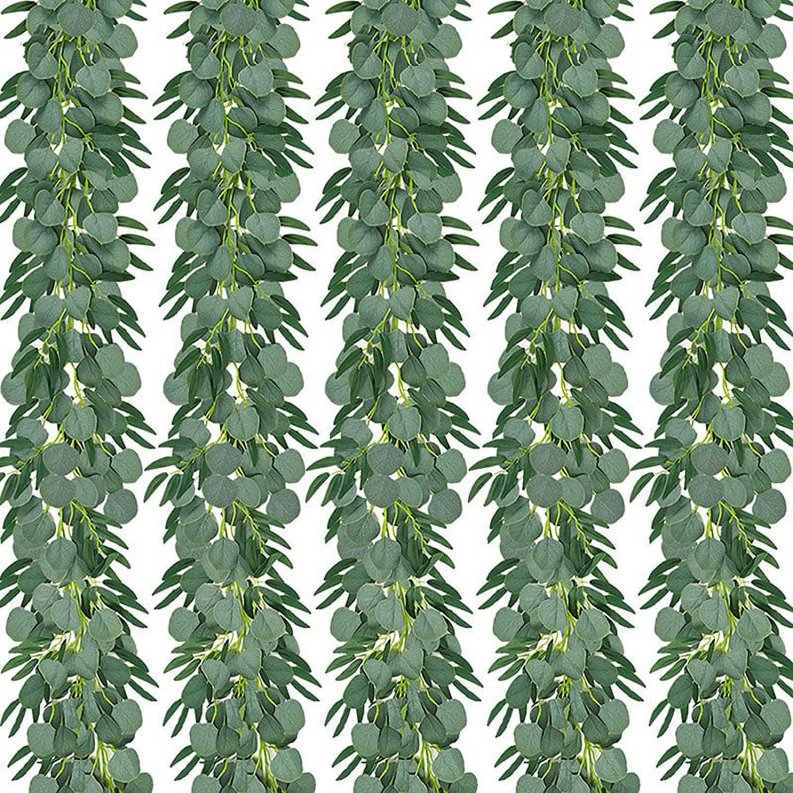 5-Pack 6.5 Feet Artificial Eucalyptus with Willow Garland Fake Vine Plant with Leaves Faux Silver Dollar Greenery