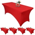 thumbnail image 1 of 5 Pack 6 Ft Stretchable Tablecloth, Stretch Spandex Tablecloth for Standard Folding Table, Tight Fit Washable and Wrinkle Resistant Spandex Table Cover for Wedding, Event, Parties (Red), 1 of 7
