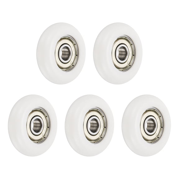 5 Pack 626ZZ Ball Bearing Nylon Guide Pulley Roller Round Wheel6x30x9mm Metal Shielded (GCr15) Chrome Steel Bearings, White