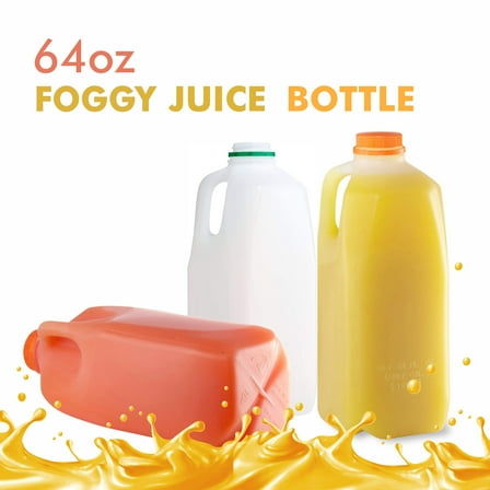 [5 Pack] 64 OZ Empty Plastic Juice Bottles with Tamper Evident Caps - Half Gallon, Smoothie Bottles Ideal for Juices, Milk, Smoothies, Picnic's , Meal Prep Juice Containers by EcoQuality