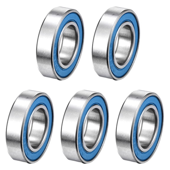 5 Pack 6902-2RS Deep Groove Ball Bearing, 15x28x7mm Double Rubber Sealed and Pre-Lubricated, Chrome Steel Micro Bearings, (ABEC7, Z4 Low Noise)