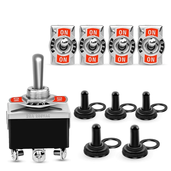 5 Pack 6Pin Heavy Duty Rocker Toggle Switch 15A 250V 20A 125V DPDT 6 Pin ON/Off/ON Switch Metal Bat Waterproof Boot Cap Cover Visit the Nilight Store