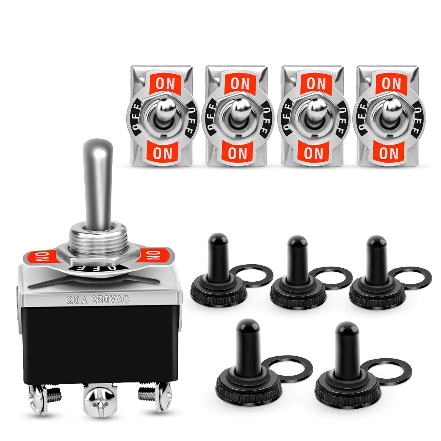 5 Pack 6Pin Heavy Duty Rocker Toggle Switch 15A 250V 20A 125V DPDT 6 ...