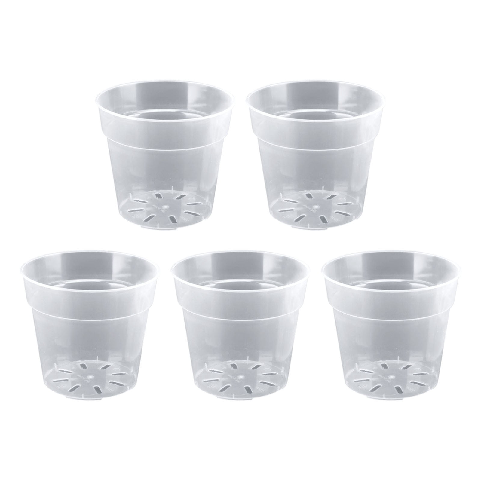 5 Pack 7 Inch Clear Nursery Pots, Transparent Pots with Drainage Holes, Starting Containers for Succulents Orchids Indoor Outdoor Gardening