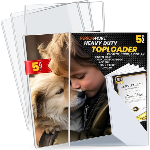 5 Pack 8.5 x 11 Rigid Print Protectors, Acid Free Sheet Protectors | Page Protectors, Document Protectors, Clear Plastic Sleeves for Paper, Birth Certificate Holder, Top Loading, Photos