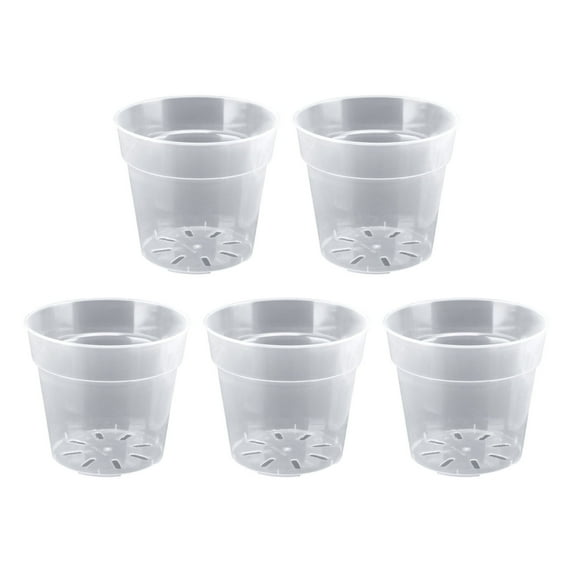 5 Pack 8 Inch Clear Nursery Pots, Transparent Pots with Drainage Holes, Starting Containers for Succulents Orchids Indoor Outdoor Gardening