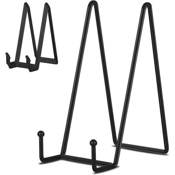 5 Pack 8 Inch Plate Holder Display Stands, Large Metal Black Frame Stand for Picture, Book, Photo Easel, Creation, Collectibles