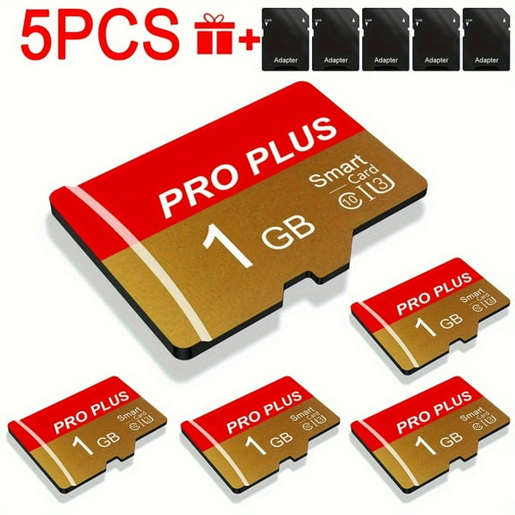 [5-Pack] 8GB 4GB 2GB 1GB Micro SD Card with Adapter, UHS-I Class 10 TF Memory Card for Phone, Camera, Car Audio, Game Console, Security Camera - Small Capacity Bundle