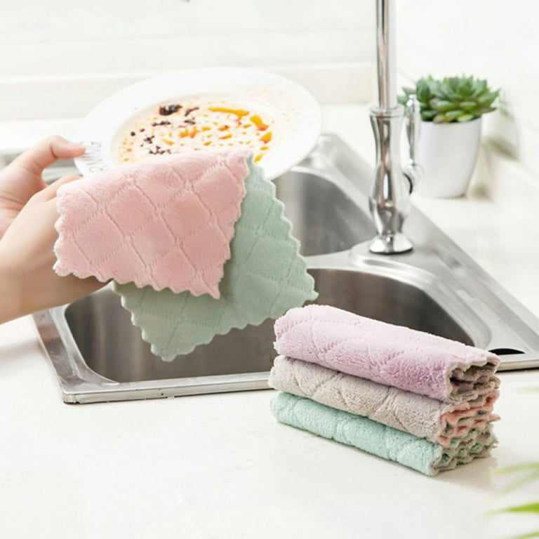 6pcs Soft Absorbent Dish Towels Washclothes Quick Drying Dish Rags