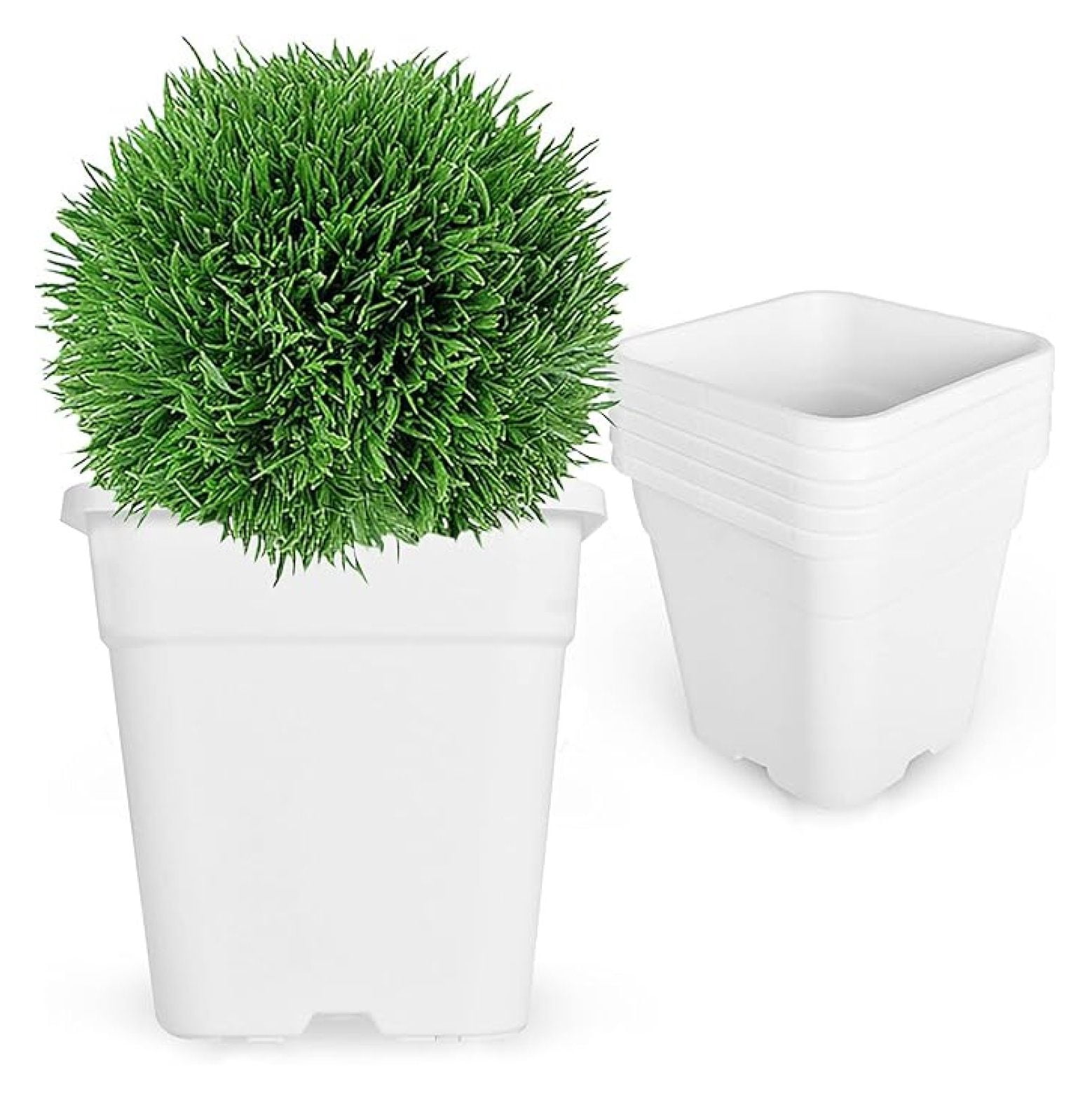 5-Pack 9.77 Gallon Square Planter Nursery Pots, Flower Plant Container Injection Molded Plastic Nursery Pot Gardening Pots for Indoor Outdoor Vegetables, , White